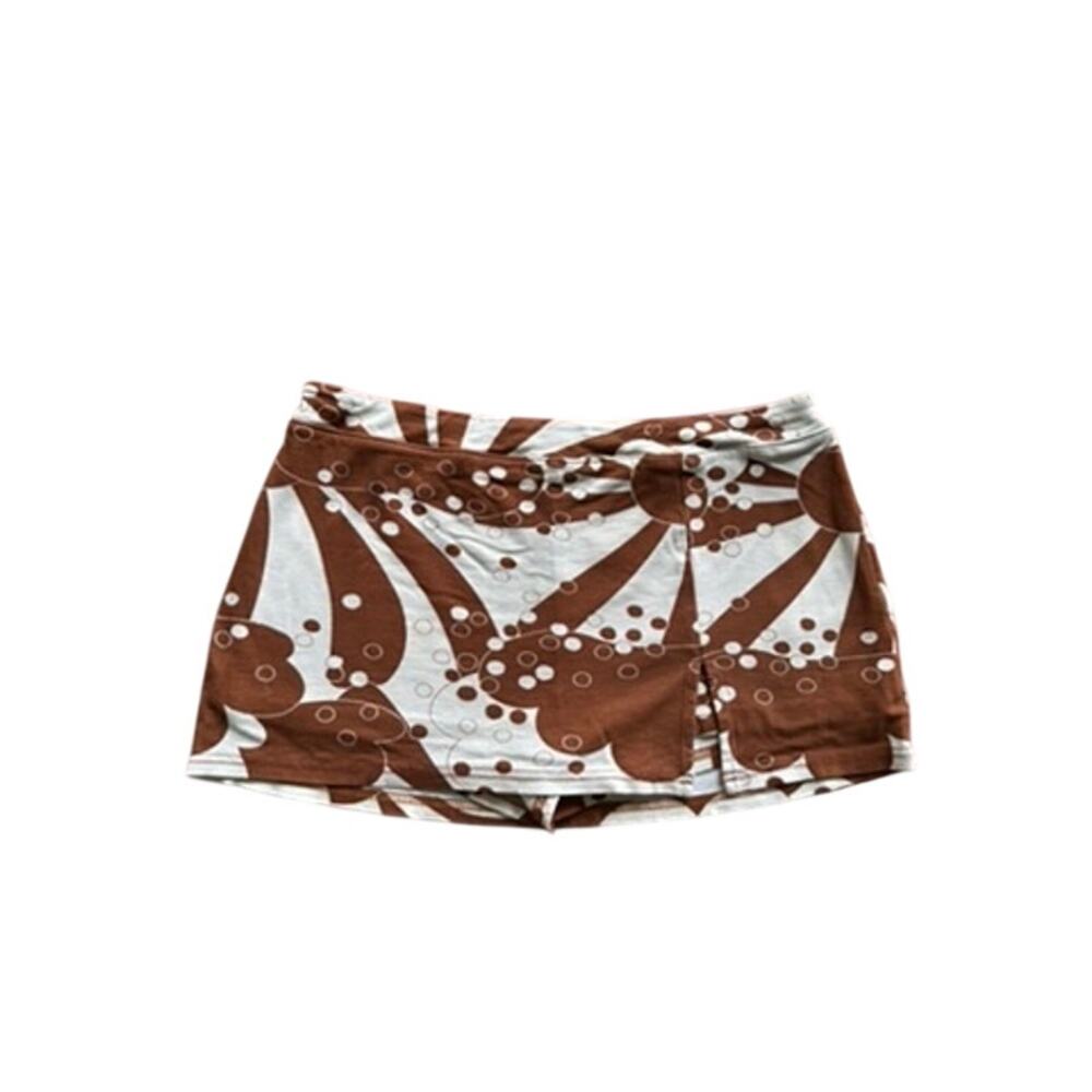 Urban Outfitters Grace Knit Low Rise Mini Skort Brown Retro Mod Print Large